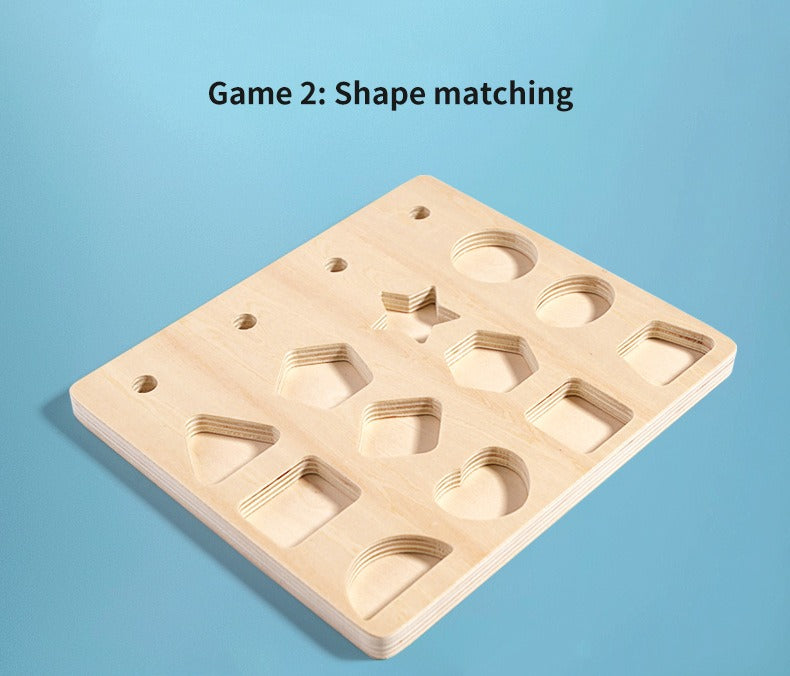 Montessori Wooden Shape Matching and Lacing Toy Set - OFunBuds