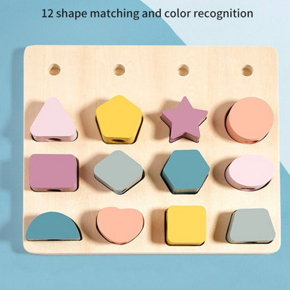 Montessori Wooden Shape Matching and Lacing Toy Set - OFunBuds