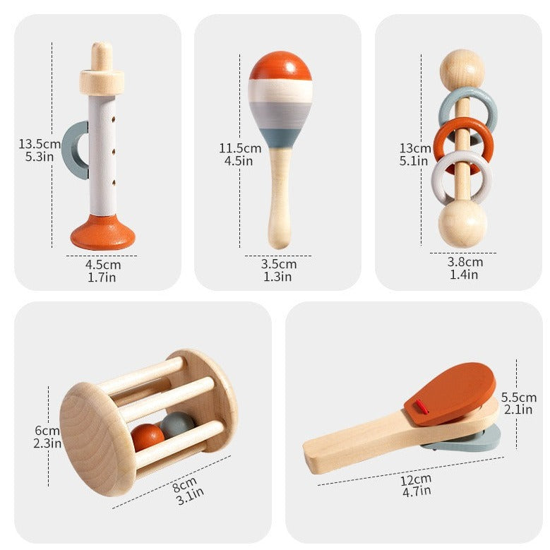 Wooden Baby Musical Instrument Set - OFunBuds