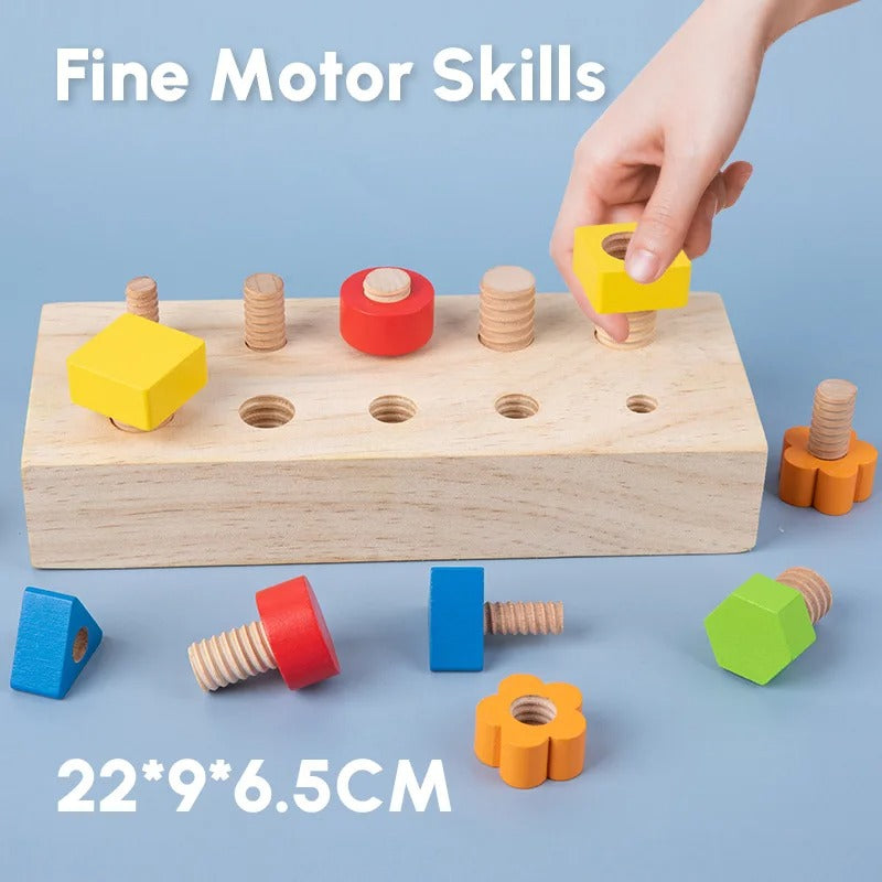 Multifunctional Wooden Bolt Shape Matching Toy - OFunBuds