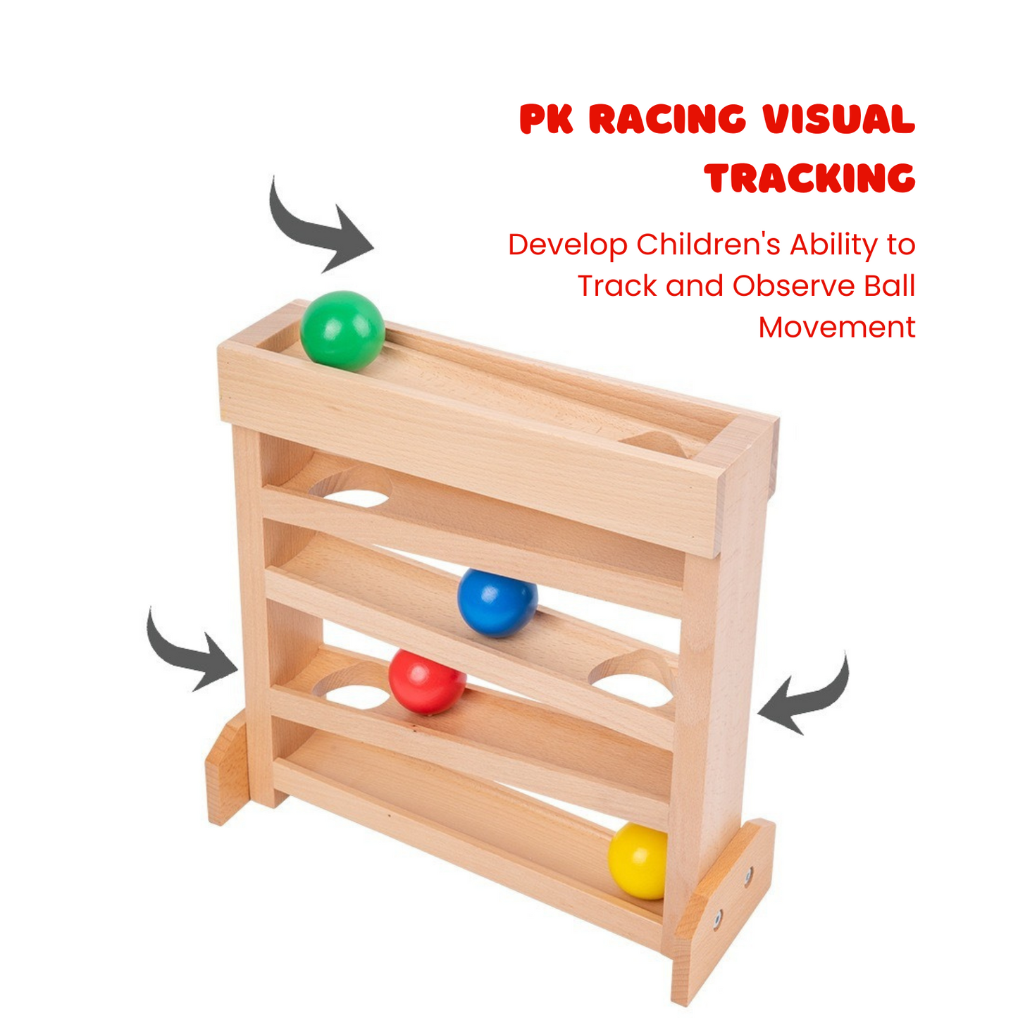 Montessori Visual Tracking Toy - Wooden Ball Tracker - OFunBuds