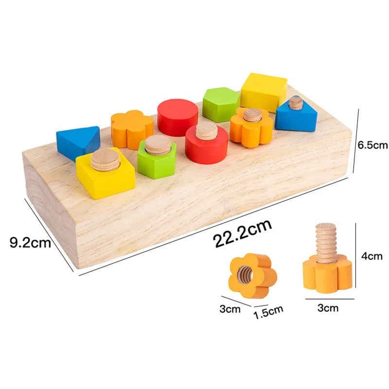 Multifunctional Wooden Bolt Shape Matching Toy - OFunBuds