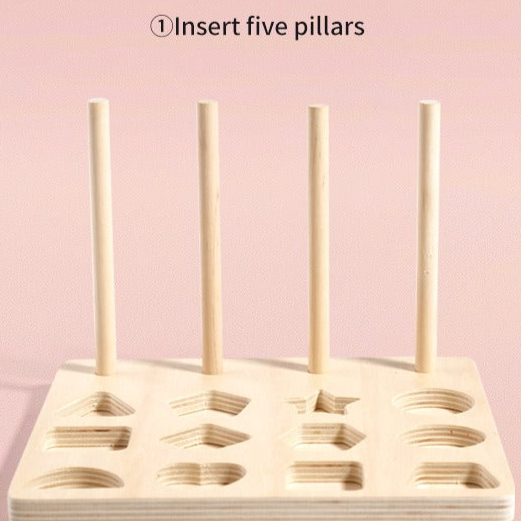 Montessori Wooden Shape Matching and Lacing Toy Set - OFunBuds