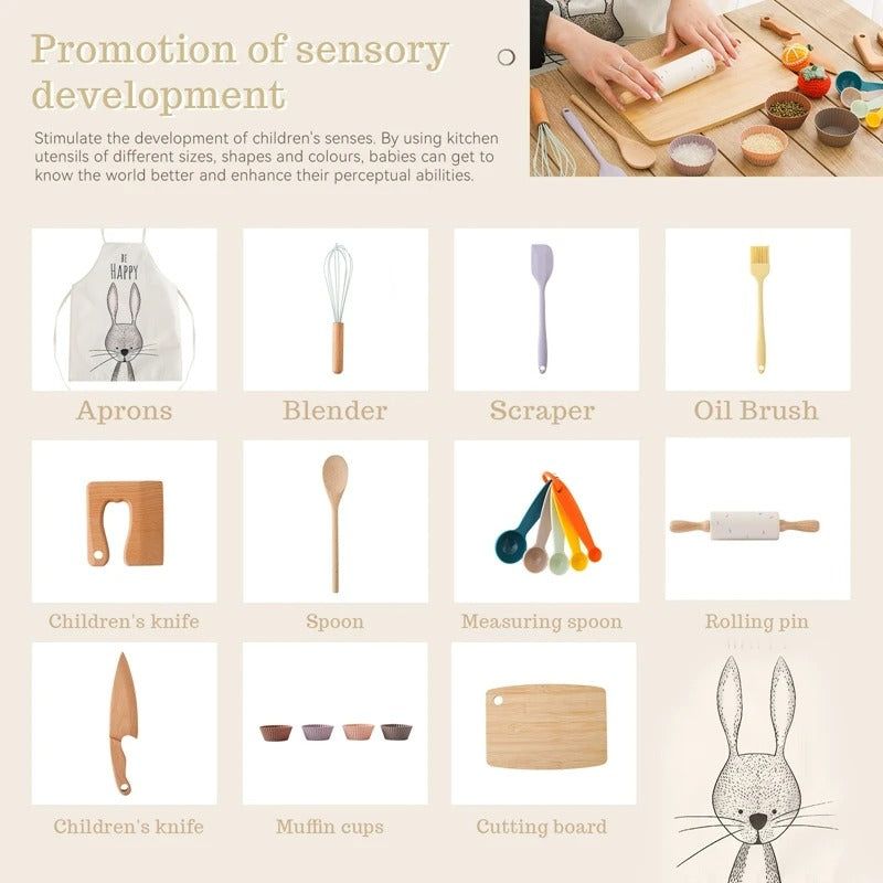 Montessori Children’s Wooden Kitchen Toy Set - OFunBuds