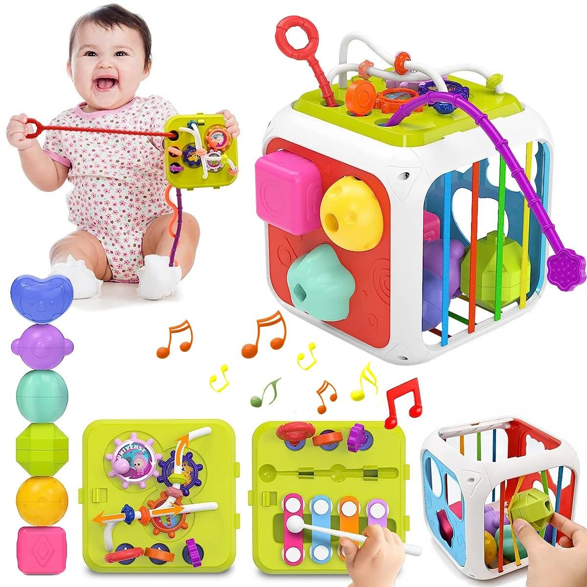 Montessori Multifunctional Educational Rainbow Cube - OFunBuds