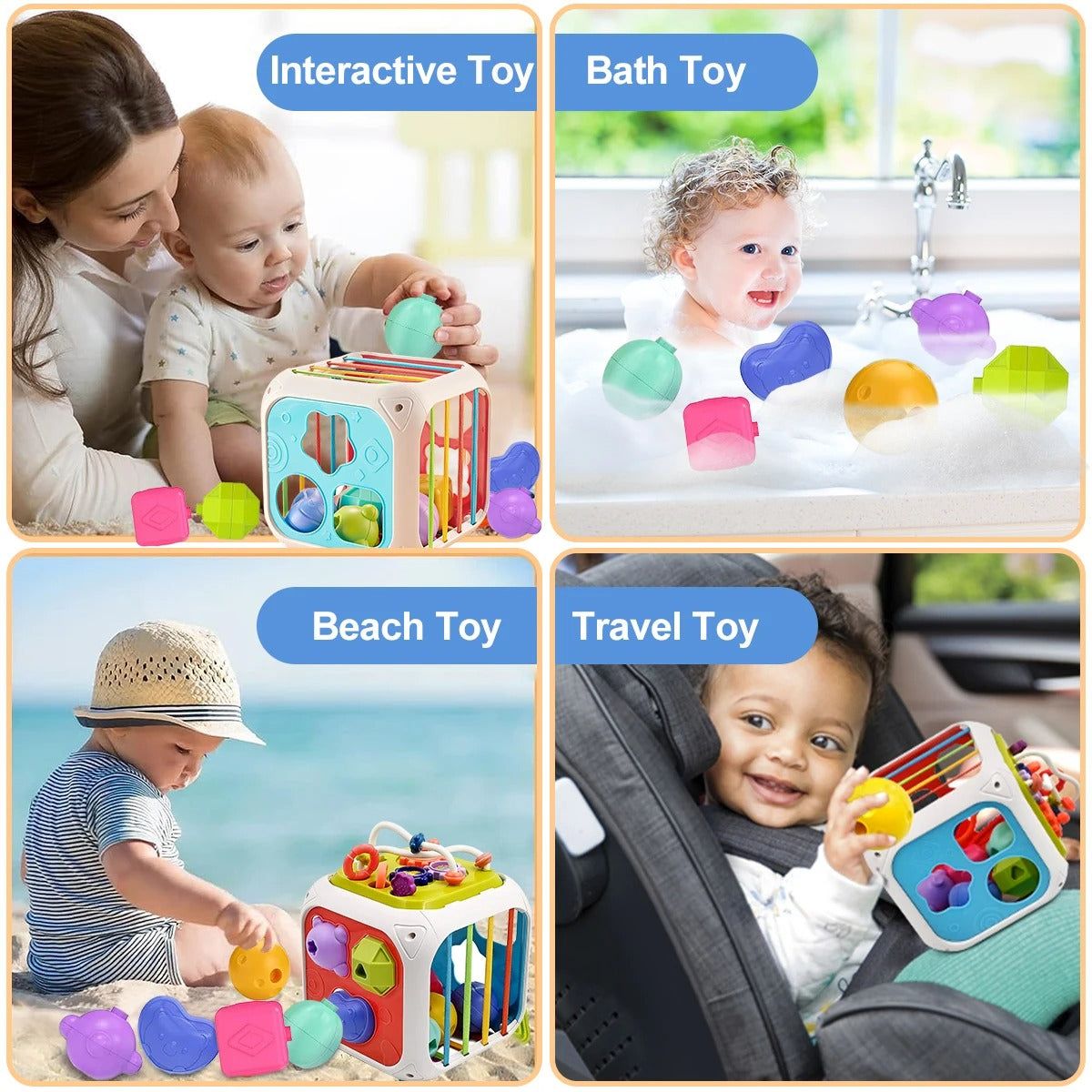 Montessori Multifunctional Educational Rainbow Cube - OFunBuds